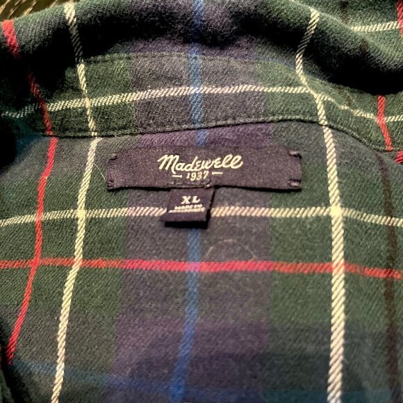 MADEWELL Women's Blue & Green Scottish Plaid Button Down Flannel Shirt Top  XL - Picture 8 of 10